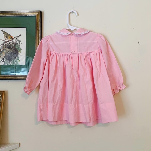 Vintage 70s 2Pc Pink White Apron Prairie Dress Size 3T - Picture 6 of 10